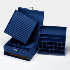 Large Capacity Multi-layer Drawer Jewelry Storage Box (Option: Navy Blue-26x26x12.5cm)