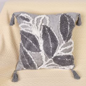 Throw Pillow Leaf Home Living Room Sofa Bed Cushion Tufted Throw Pillowcase (Option: Leaf grey-45x45cm)