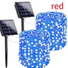 Outdoor Rain-proof Solar Copper Wire Lamp (Option: Red-12meters 100lamp)