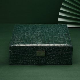 Fashion Leather Double Layer Jewelry Storage Box (Option: Green-26x26x8cm)