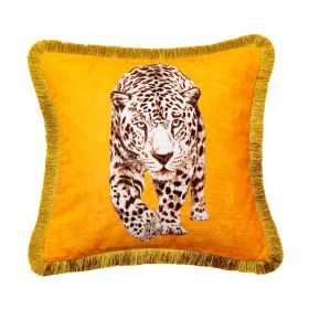 Fashion Leopard Sofa Waist Cushion Tide Brand Pillowcase (Option: YellowA-45X45cm-Pillowcase)